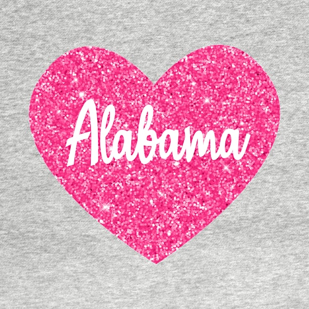 I Love Alabama USA Pink Heart Gift for Women and Girls by JKFDesigns